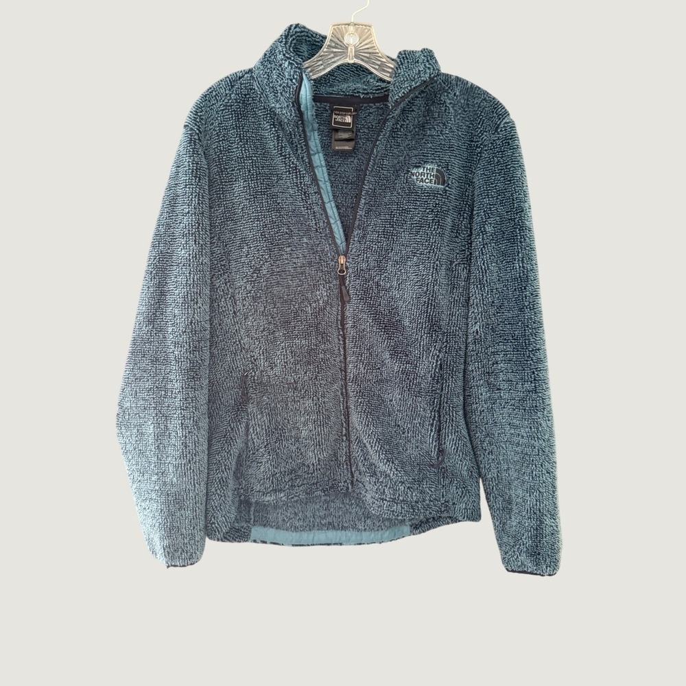 The North Face Osito Teal Blue High Pile Fuzzy Fleece Full Zip Jacket Womens M
